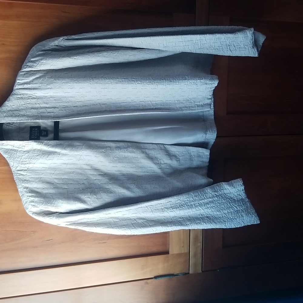 Eileen Fisher petite small silk/linen short jacket in Champagne shade